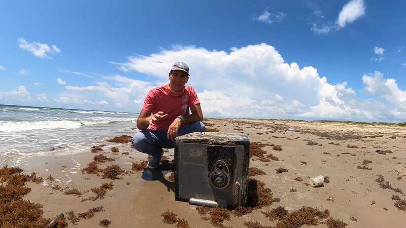 Jace found the locked safe washed up on the beach (Image: Credit: Jace Tunnell via Pen News)