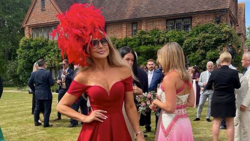 Lizzie Cundy oozes glamour in stunning red outfit at friend