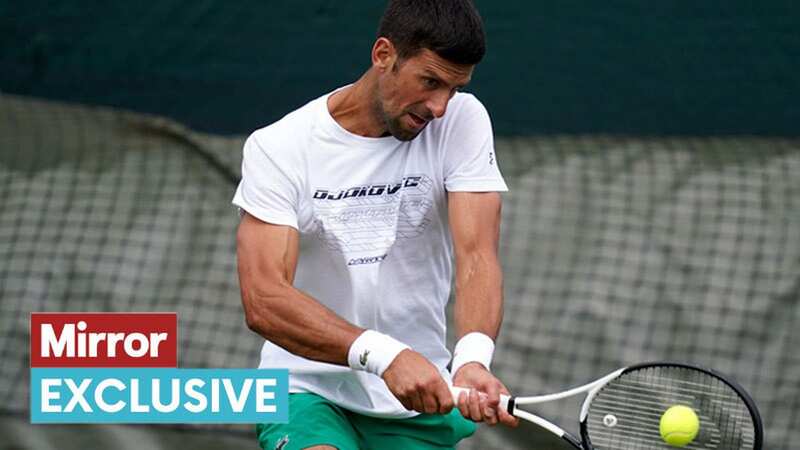 Novak Djokovic practices at the All England Lawn Tennis and Croquet Club in Wimbledon, (Image: PA)