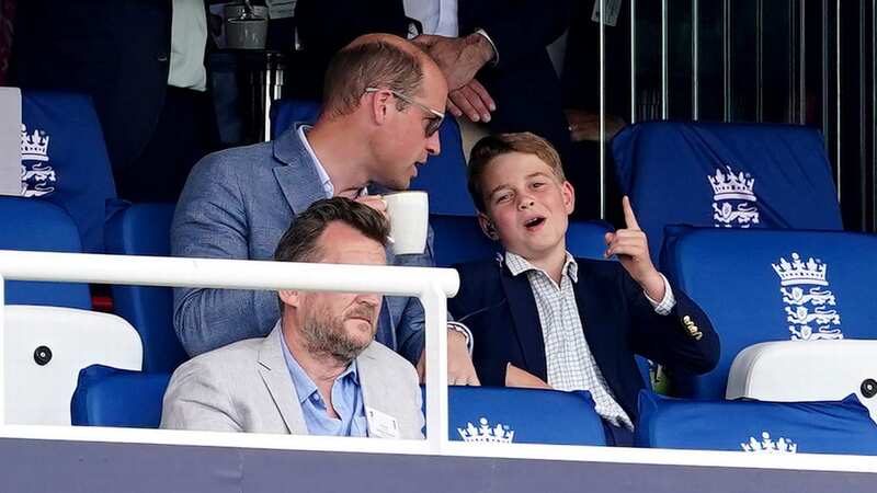 Prince George with Prince William at the Ashes yesterday (Image: PA)