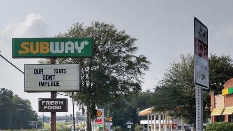 A Rincon, Georgia, Subway store came under fire for a sign it posted outside its facility (Image: Google)