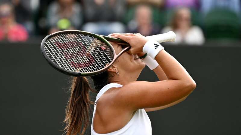 Burrage celebrates beating American Caty McNally 6-1 6-4 to claim her first ever Wimbledon win (Image: Getty Images)