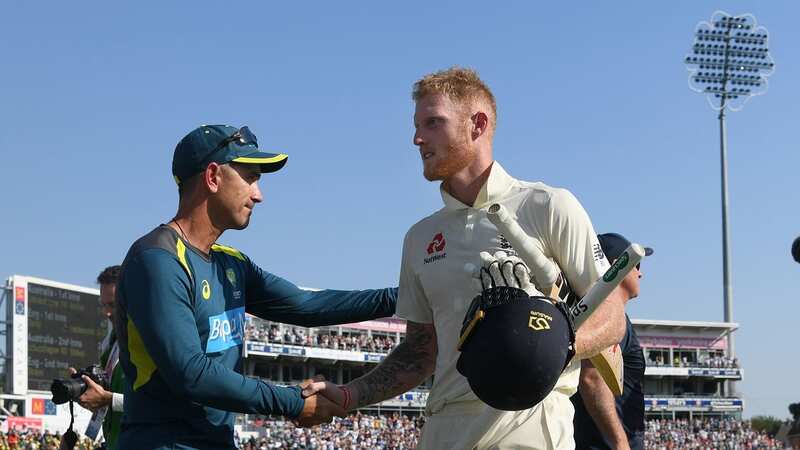 Justin Langer congratulates Ben Stokes after his Ashes epic at Headingley (Image: Stu Forster/Getty Images)