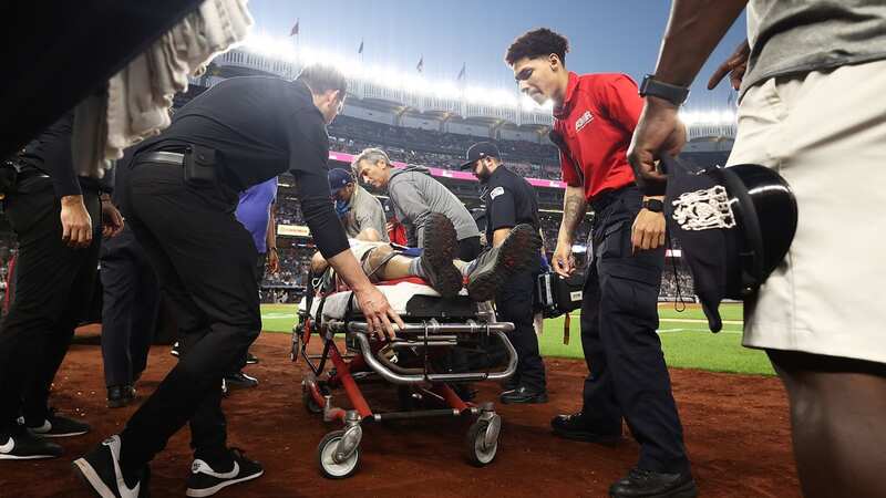 Pete Stendel was escorted off the field after being hit by a baseball (Image: Getty Images)