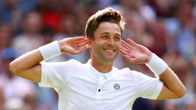 Broady pumps up the volume on Centre Court after his epic win (Image: Simon Dael/REX/Shutterstock)