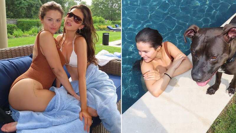 Selena Gomez enjoys a dip in the pool on holiday with Nicola Peltz (Image: Selena Gomez/Instagram)