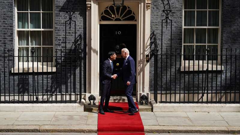 Rishi Sunak and Joe Biden greeted each other warmly outside Downing Street (Image: PA)