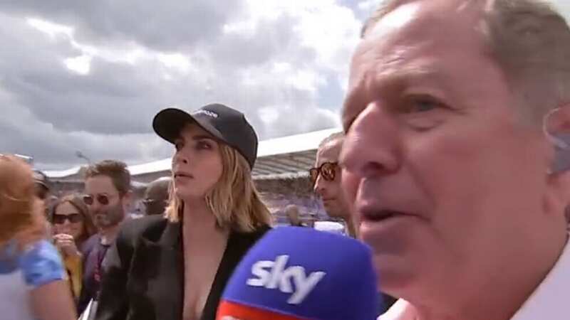 Martin Brundle was turned down when he approached Cara Delevingne on the Silverstone grid (Image: Sky Sports)