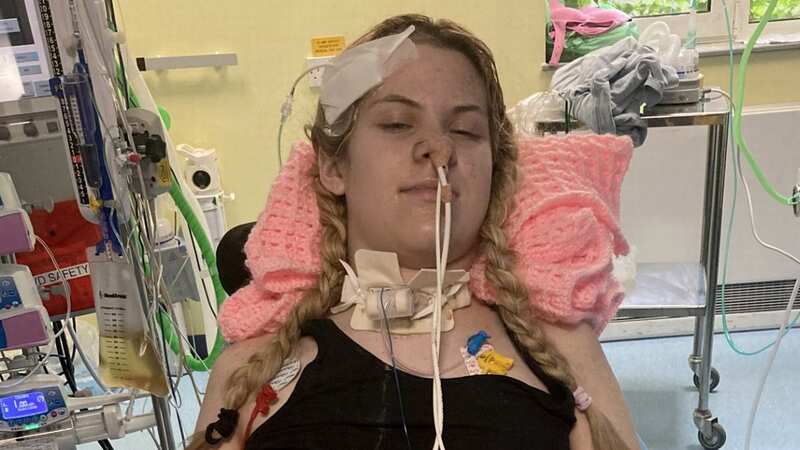 Lily in hospital after her horror trampolining accident (Image: Bristol Royal Hospital for Child SWNS)