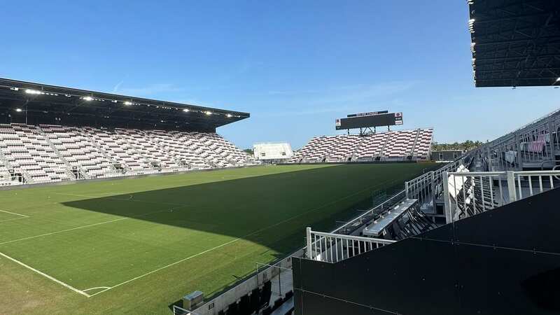 The new bleachers at DRV PNK Stadium have been installed prior to Lionel Messi