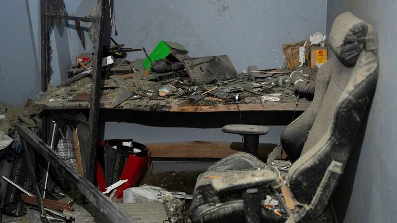 An apartment room after the sustained assault on Kyiv last night (Image: AP)