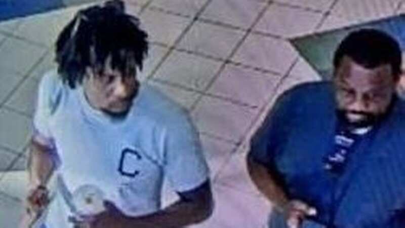 A security cam photo of two PA men accused of trying to kidnap a child at a mall this week, police are still hunting for them (Image: Abington Township Police Dept)