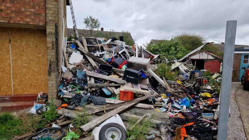 The rubbish pile has been accumulating outside the vacated house since 2021 (Image: HullLive/MEN Media)