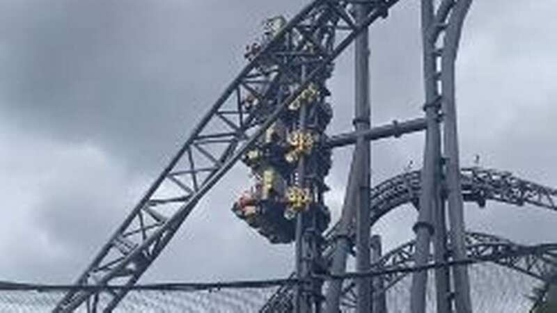 Moment Alton Towers thrill seekers are left dangling on rollercoaster in mid-air