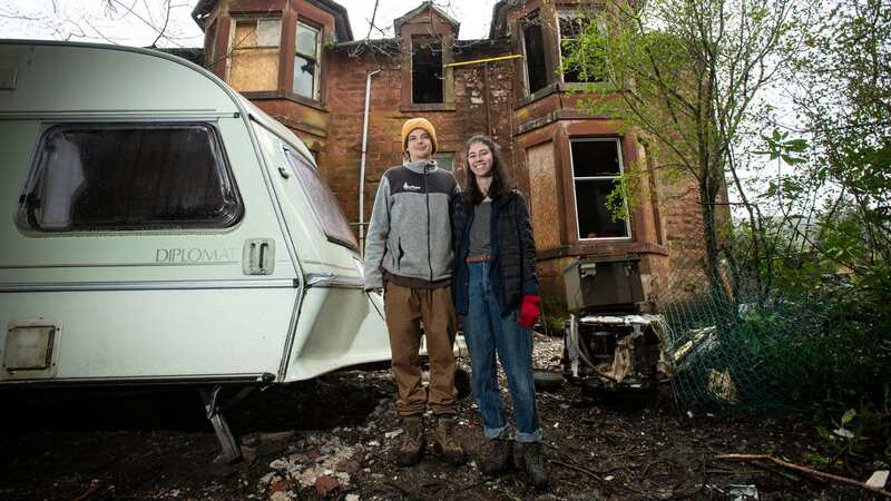Cal and Claire pictured outside their mansion (Image: Sunday Mail)