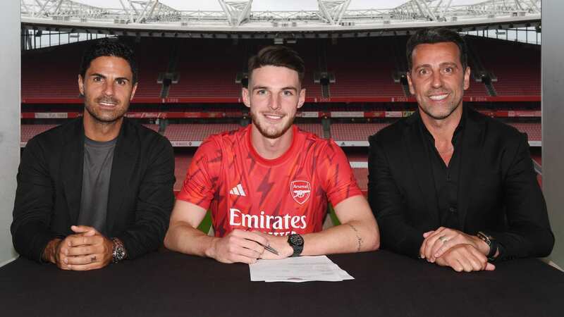 Arsenal have confirmed the signing of Declan Rice from West Ham (Image: Arsenal FC via Getty Images)