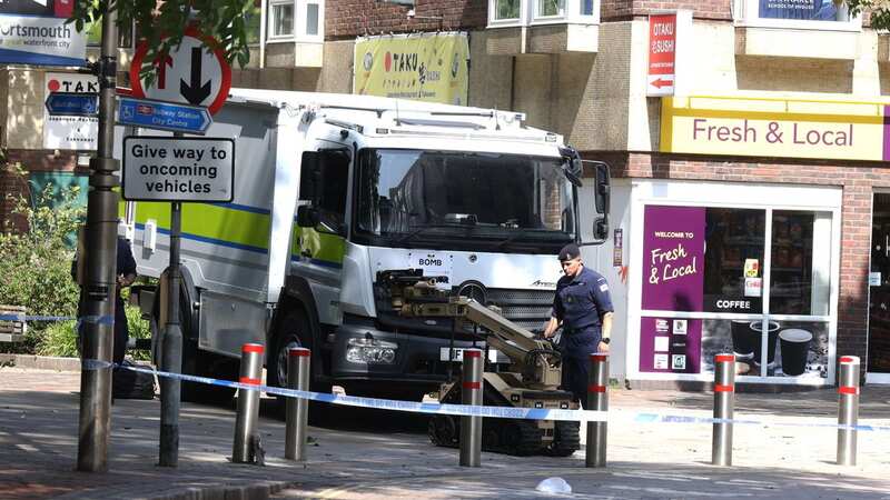 A bomb disposal squad has been spotted at the scene (Image: Portsmouth News/Solent News)