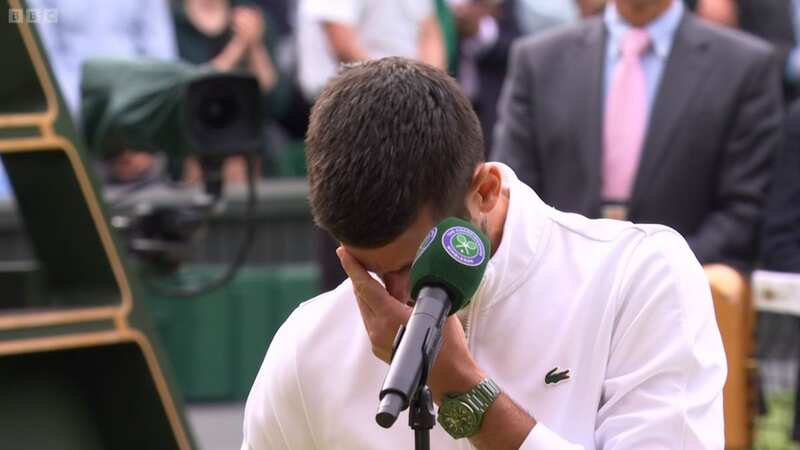 An emotional Djokovic after the match (Image: BBC)