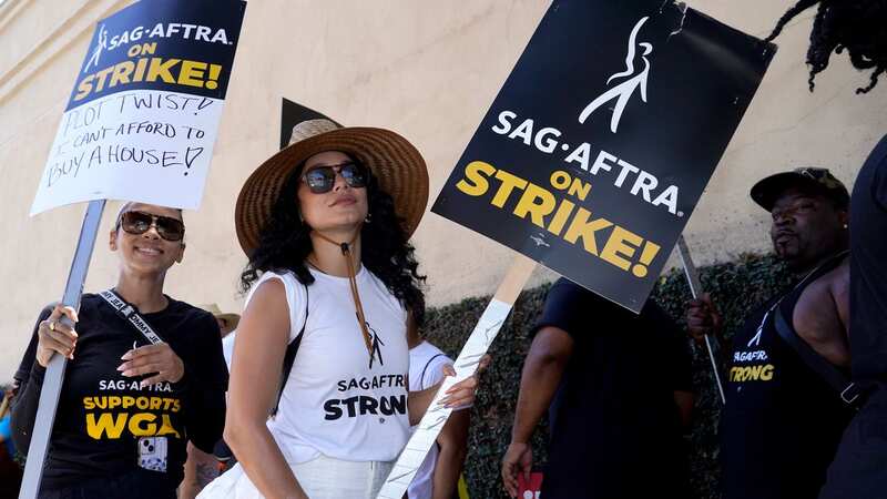 Vanessa Hudgens joined in striking for better pay and working conditions (Image: Chris Pizzello/Invision/AP)