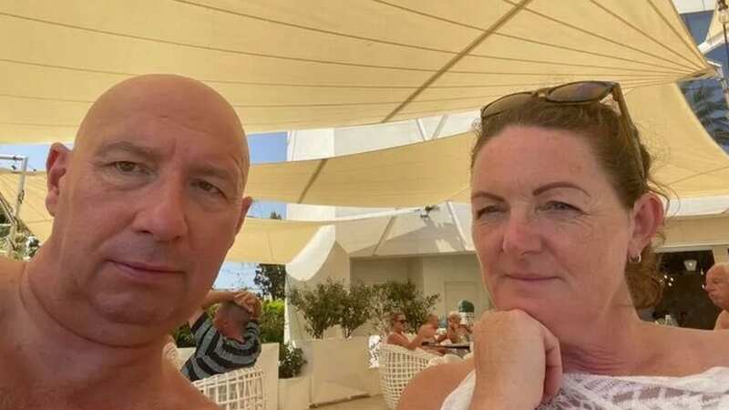 Mark Hampson and partner Arlene Grant who have flown out to Ibiza to see Wesley Hamspon get married