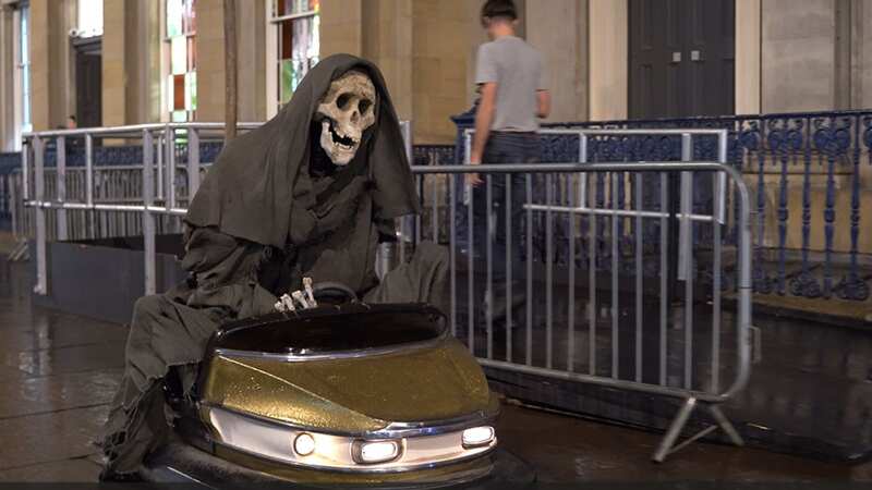 A Grim Reaper figure has been spotted patrolling the streets of Glasgow to mark Banksy