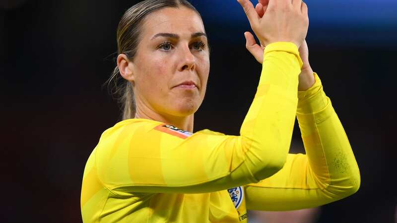 Mary Earps of England applauds the fans after the Lionesses win over Haiti