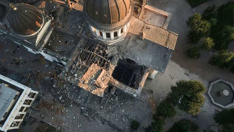 The Odesa Transfiguration Cathedral was heavily damaged following Russian missile attacks (Image: AP)