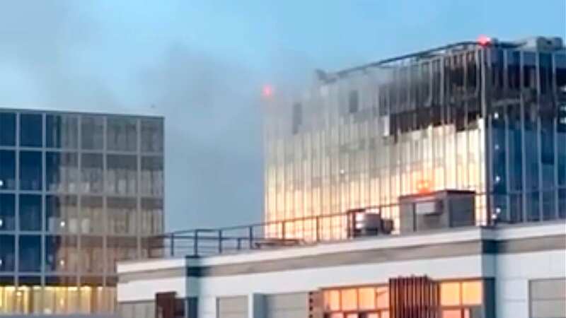 The early morning drone attack struck a skyscraper in the Russian capital (Image: social media/e2w)
