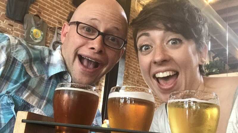 Jessica Steinrock and her husband Zev combined their surnames to create a new one which they say reflects their love of beer (Image: Jessica Steinrock / SWNS)