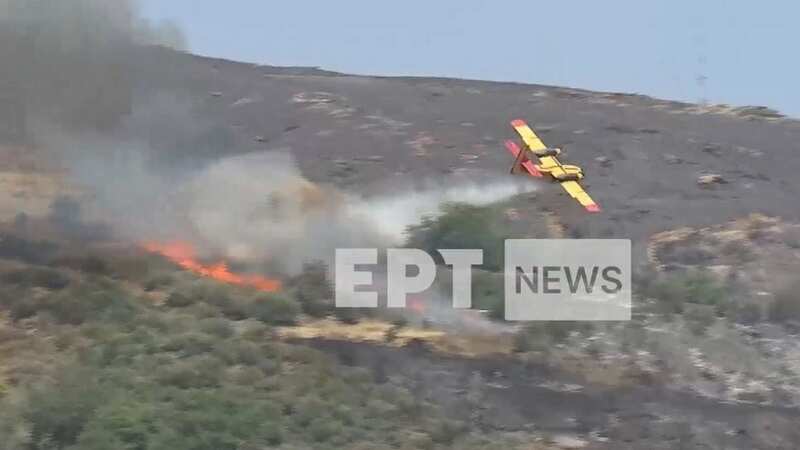 Plane crashes and bursts into flames while fighting wildfires in Greece