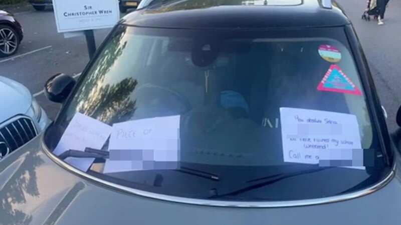 Notes left on a Mini in a car park (Image: @jakeparker558/TikTok)