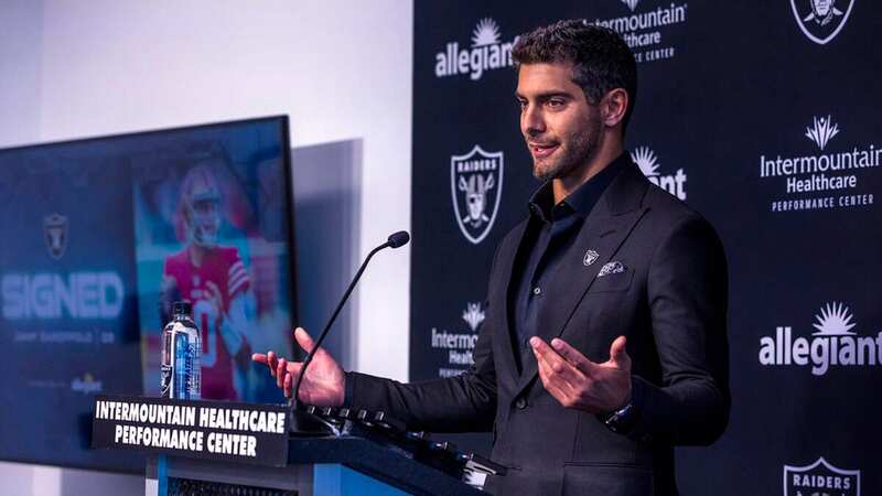 Jimmy Garoppolo signed a three-year deal with the Las Vegas Raiders (Image: Ethan Miller/Getty Images)