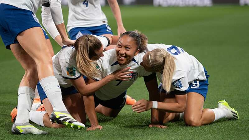 Lauren James celebrates her goal against Denmark (Image: Joe Prior/Visionhaus via Getty Images)