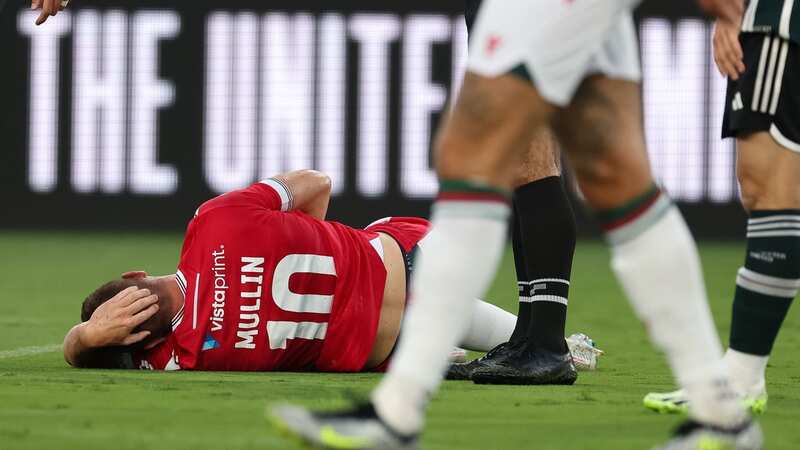 Paul Mullin of Wrexham suffered a punctured lung during the pre-season friendly match against Manchester United (Image: Matthew Ashton - AMA/Getty Images)