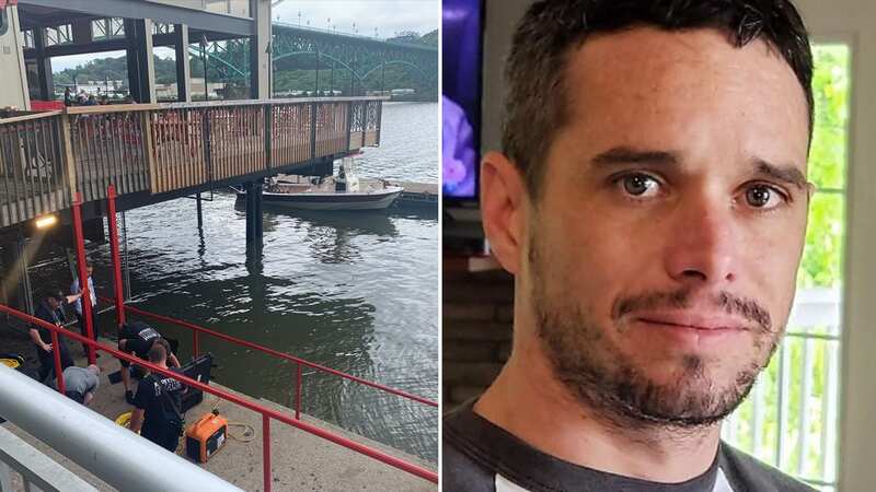 The spot where Mika Wheeler Clabo drowned in the Tennessee river last year while authorities watched - and now his mother is suing them for $4 million (Image: Knoxville_PD/Twitter)