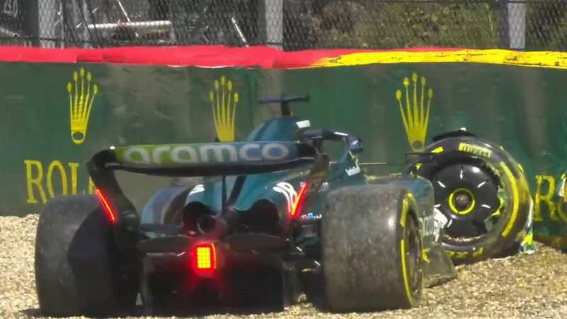 Lance Stroll crashed his Aston Martin in Sprint qualifying (Image: Sky Sports)