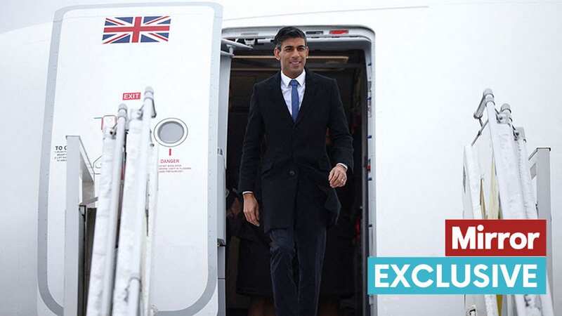 Prime Minister Rishi Sunak arrives in Latvia last year on a private jet (Image: POOL/AFP via Getty Images)
