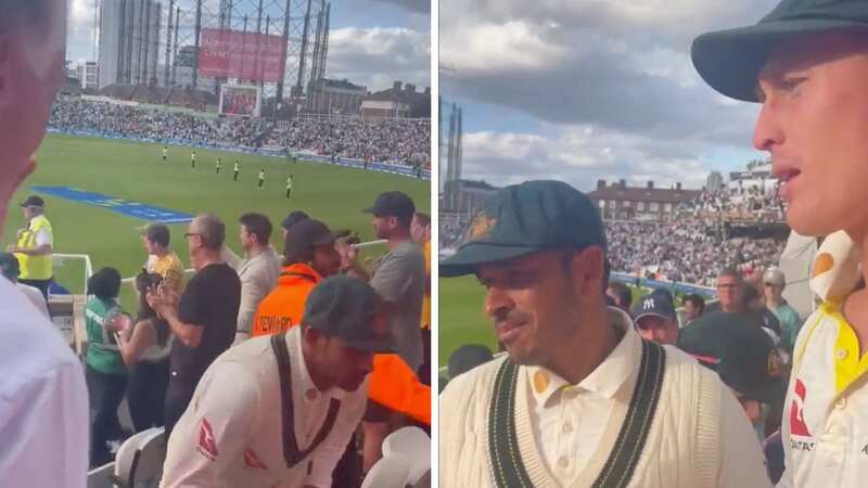Usman Khawaja and Marnus Labuschagne took issue with comments from a fan during the final Ashes Test (Image: Twitter)