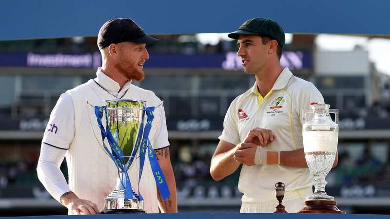Pat Cummins and Ben Stokes speak after the fifth Test (Image: Getty)