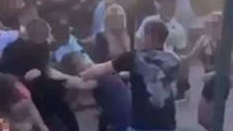 Moment Wild West brawl erupts in pub garden as bosses say 
