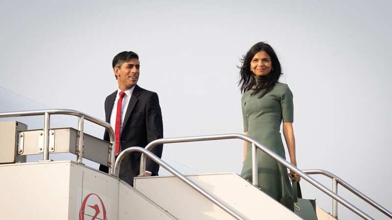 Rishi Sunak and his wife Akshata, right, are jetting off on a family holiday to California (Image: PA)