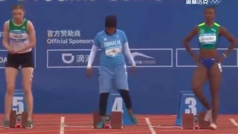 Somalian sprinter Nasro Abukar Ali has gone viral (Image: CCTV)