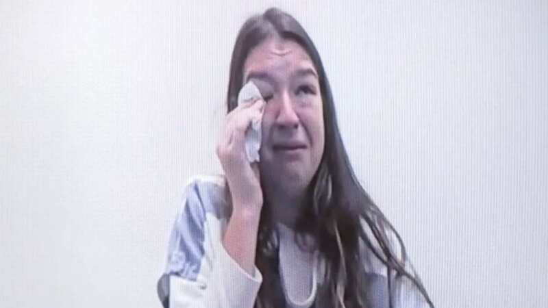 Komoroski wiped her tears during her court appearance where she was denied bond (Image: FOX CAROLINA)