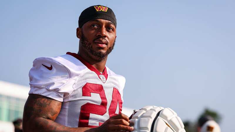 Antonio Gibson played as a wide receiver at college before switching to a running back for the Washington Commanders (Image: Cooper Neill/Getty Images)