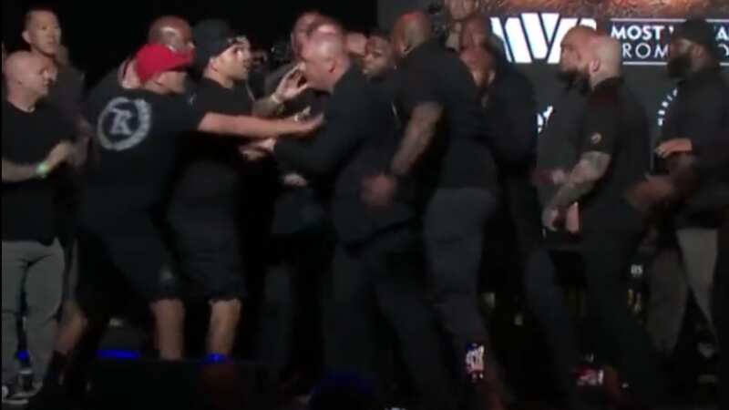 Jake Paul vs Nate Diaz face-off descends into brawl with punches thrown