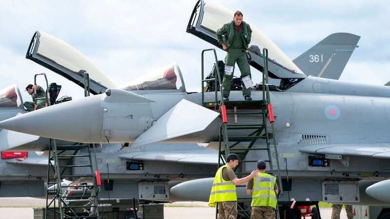 RAF Typhoon jets prepare for take off for a training exercise in Estonia (Image: PA)