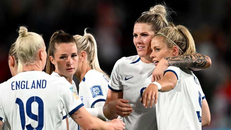 Beth England, Ella Toone, Millie Bright and Rachel Daly of England celebrate a goal during the FIFA Women
