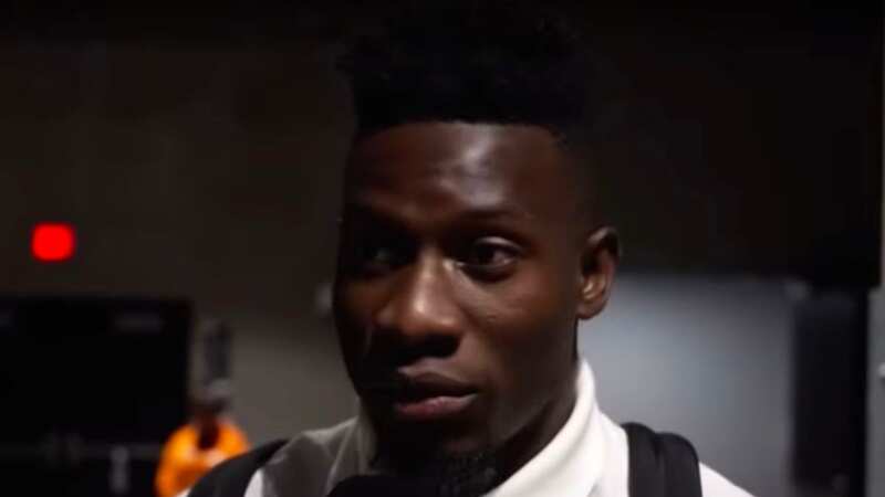 Andre Onana reacts to being lobbed from the halfway line on Man Utd home debut