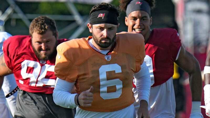 Baker Mayfield signed with the Tampa Bay Buccaneers on a one-year deal worth $8.5 million (£6.6m) (Image: AP)