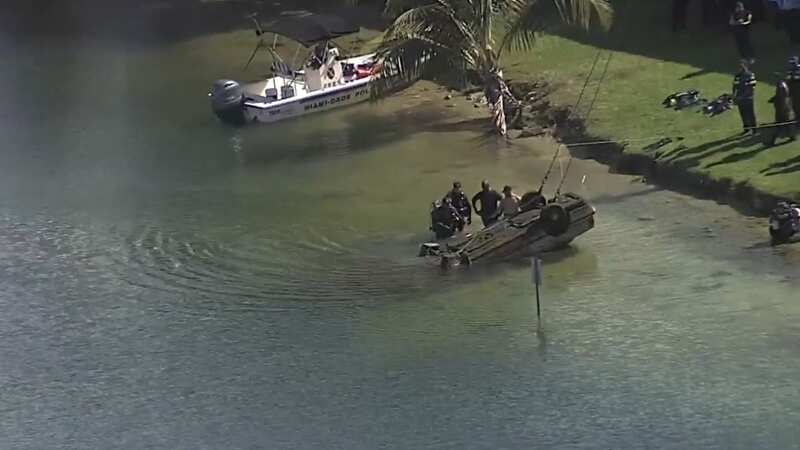 Around 32 cars were found in the lake (Image: NBC)